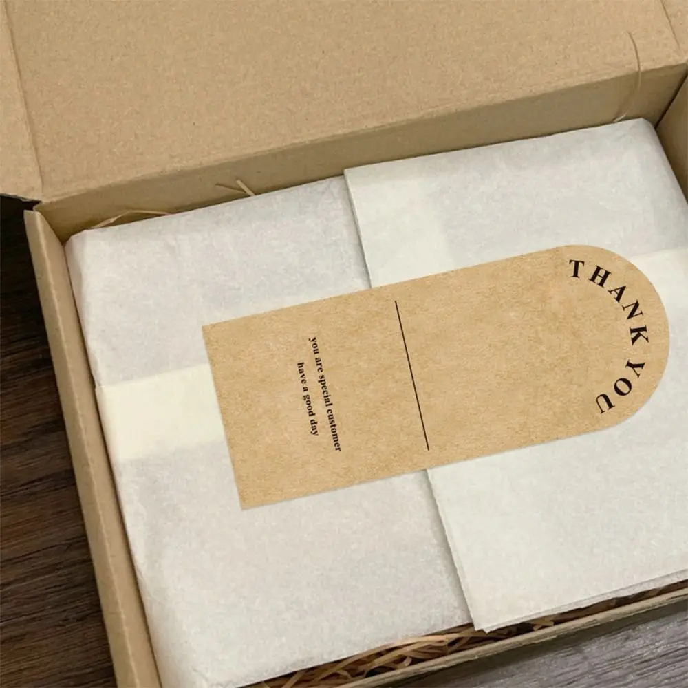 50PCS Kraft Paper Thank You Stickers Brown Commodity Packaging Wrapping Tags Floral Pattern Festival Sealing Labels