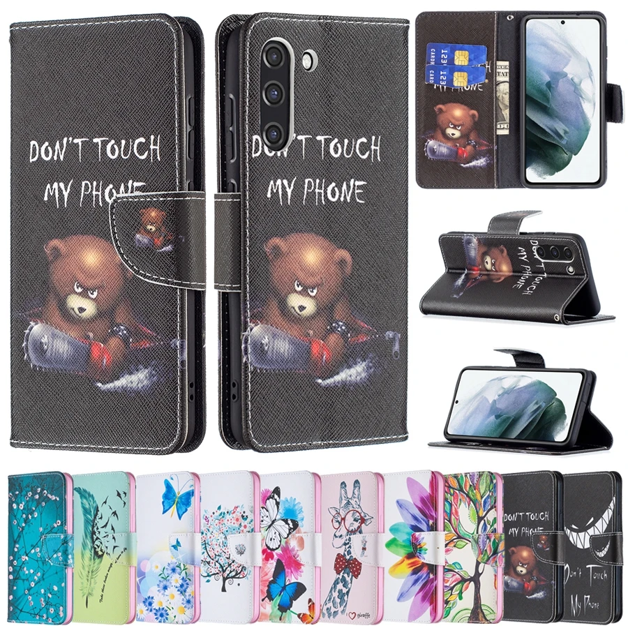 

Wallet Case For Samsung Galaxy S21 S21Plus S21Ultra S21FE S20/10/S9/S8 Plus Note8/9/10/20Ultra Cartoon Animal And Plant Patterns