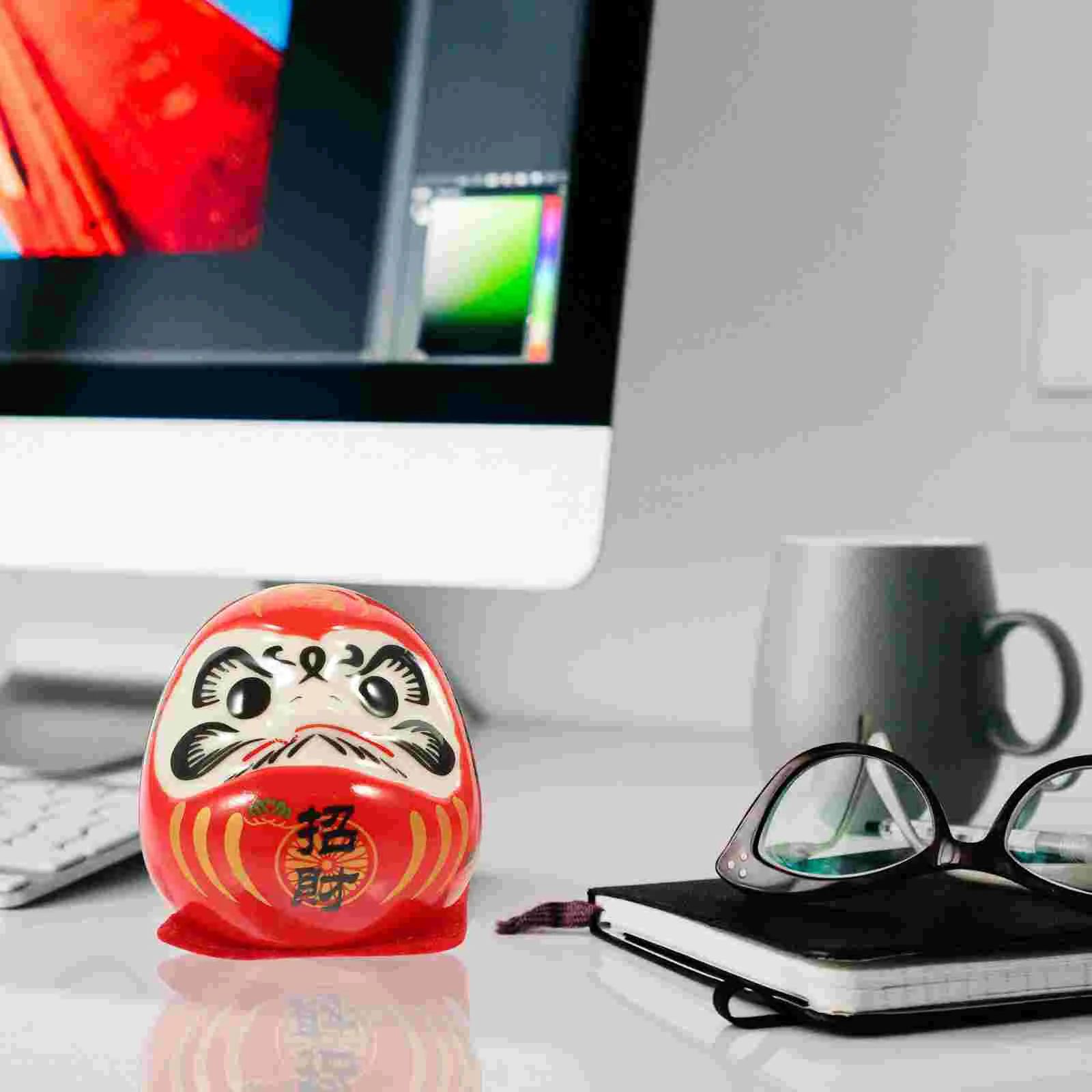 Car Dharma Eggs Daruma for Baby Japanese Ornament Ornaments Ceramic Figurine Figurines Red Wealth Dashboard Decor Miss