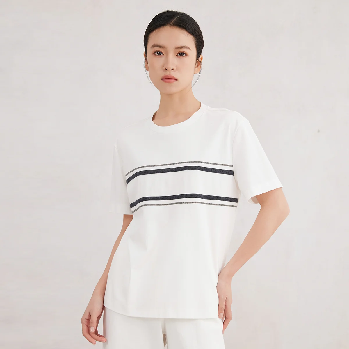 K3060X High quality luxury women\'s clothing 100% cotton short sleeved round neck T-shirt