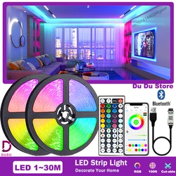 Luzes LED Strip para decoração de quarto, luz neon, bluetooth, sincronização de música, fita RGB, retroiluminação de TV, 10m, 20m, 30m