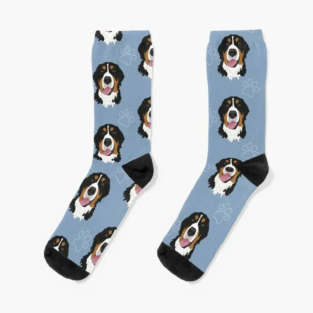 

Bernese Mountain Dog Pattern-blue Socks Stockings man professional running Run funny sock Man Socks Women's