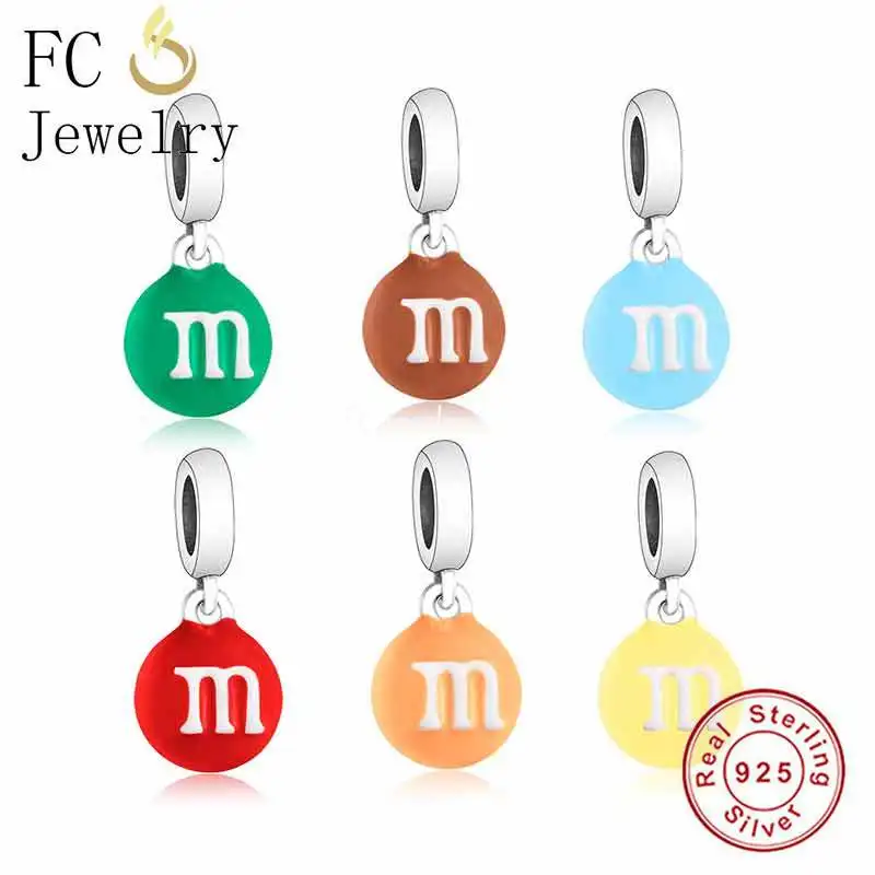 FC Jewelry Fit Original Charms Bracelet 925 Sterling Silver Cartoon Rainbow Chocolate Beans Bead For Making Women Berloque 2022