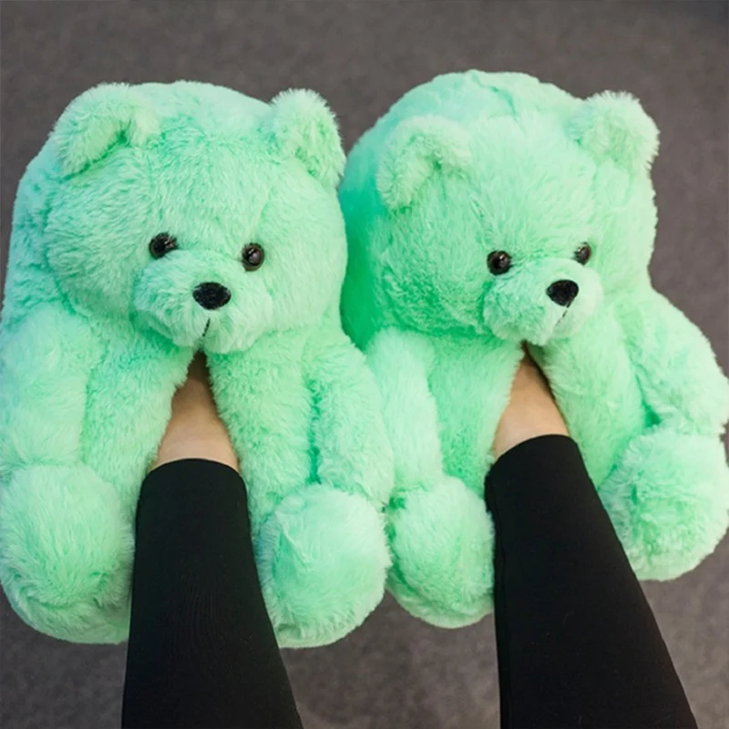 Mother and children design teddy house Creativity slippers home failmy footwear women crazzy plush slippers shoes