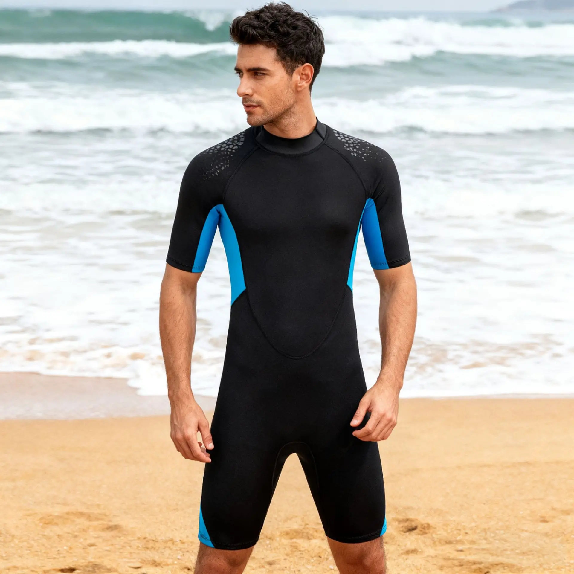 3mm Thick One-Piece Sun Protection Quick-Drying Cycling Jersey, Cold Proof Warm Short Sleeve Wetsuit For Swimming Free Diving