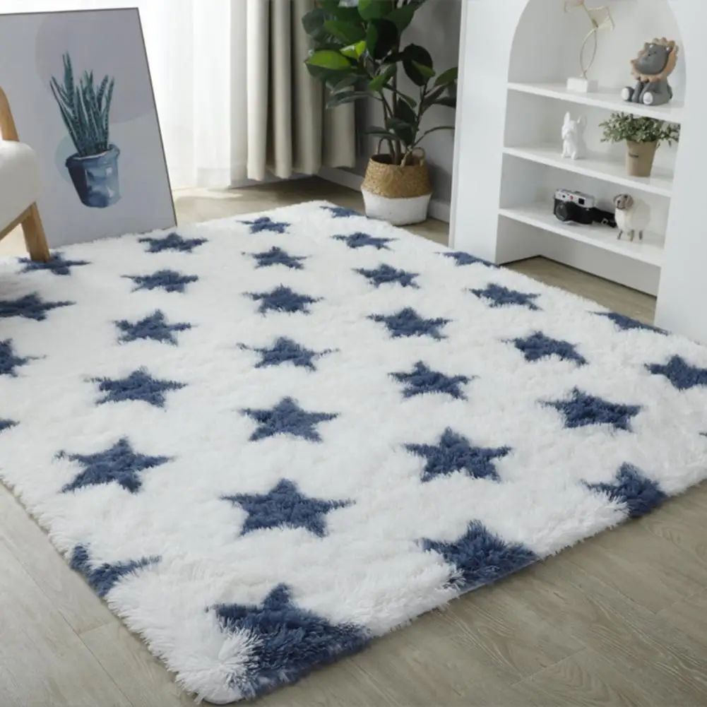 Fluffy Floor Carpet Modern Area Rug Soft Fluffy Tie-dye Area Rug Modern Star Design for Room Bedroom Kids Room Non-slip Machine