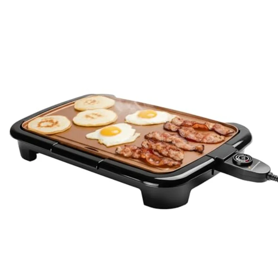 

Electric Griddle with 16 x 10 Inch Flat Non-Stick Cooking Surface, Removable and Adjustable Temperature Control, Indoor Grill f