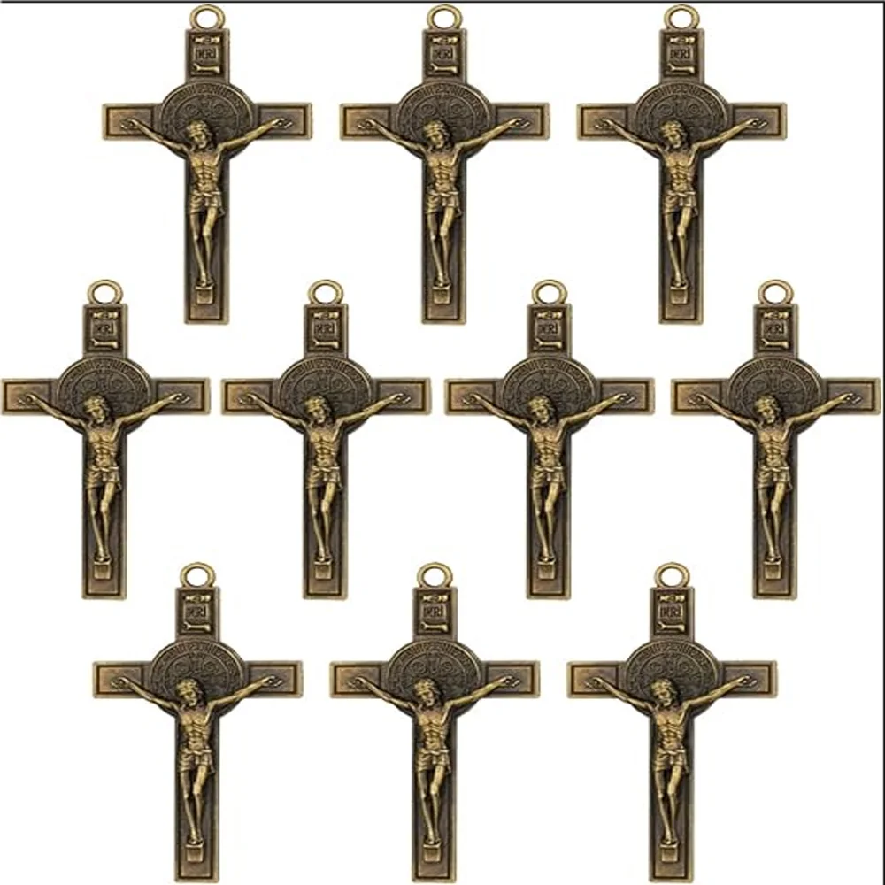 Diyalo 10pcs st. Benedict Exorzismus Kruzifix Kreuz Anhänger katholischer religiöser Heiliger handgemachtes Gebet – Detail 11
