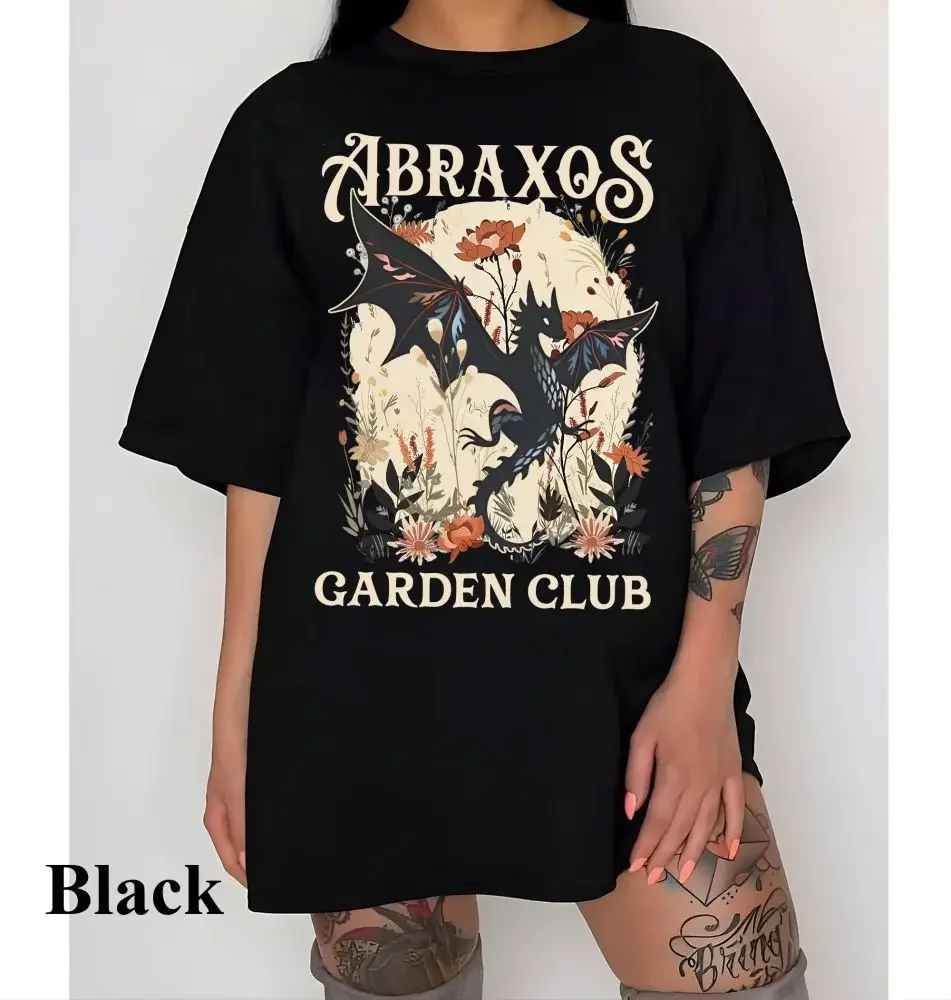 Abraxos Flower Garden Club Colors Printed Shirt_ T Shirts Cotton Casual Loose Women Male Streetwear Short Sleeve O Neck Top Tee