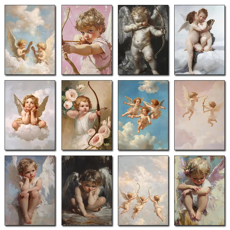 Romantic Retro Greek Roman Mythology Love God Cupid Angel Art Poster Canvas Painting Oil Painting Wall Painting Home Decoration