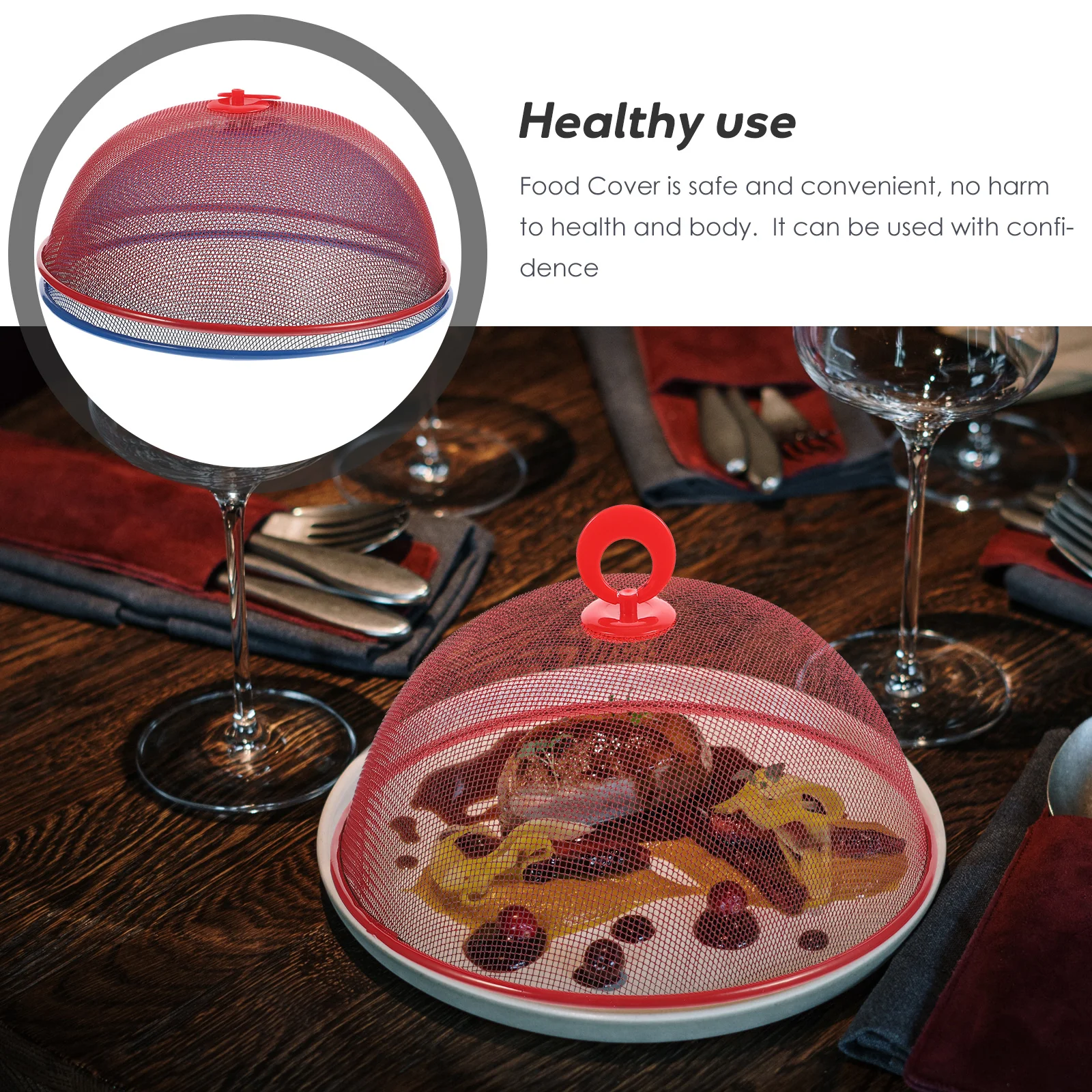 

2pcs Sturdy Food Covers Stainless Steel Mesh Reusable Outdoor Dome Tent Cover for Picnic Food Protector with Handle