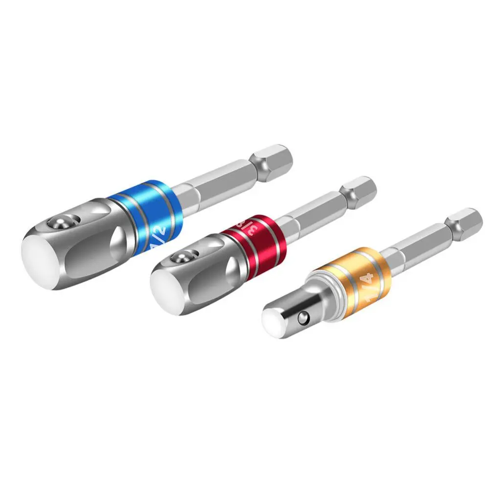 Juego de adaptadores de enchufe de 3 piezas y 65mm, vástago hexagonal a 1/4 ", 3/8", 1/2 ", juego de brocas de extensión para herramientas eléctricas