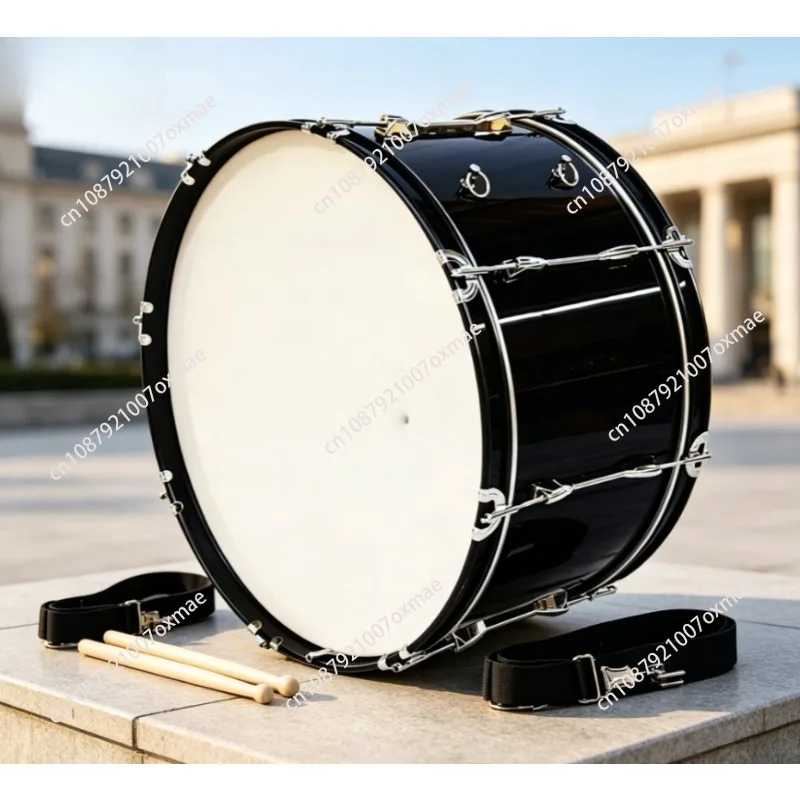 Black Marching Bass Drum Percussion Instrument, Sizes 20/22/24 Inch