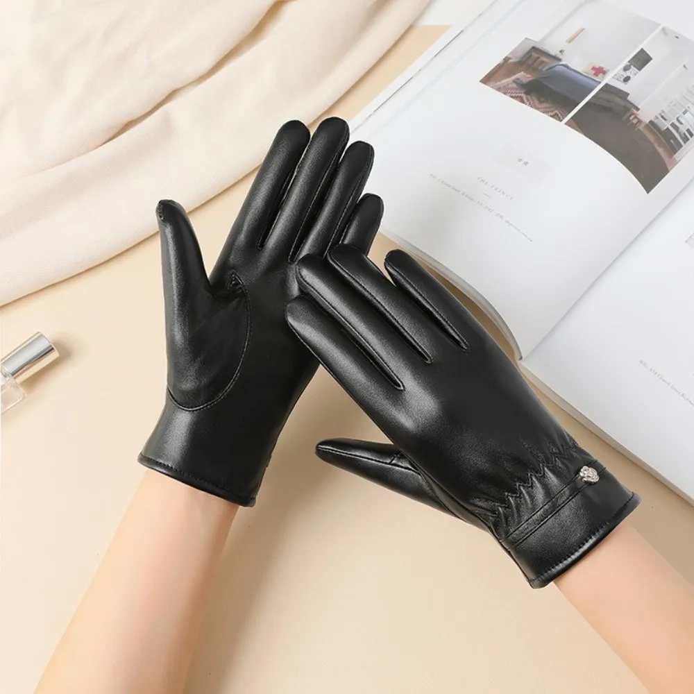 قفازات شتوية جديدة من جلد البولي يوريثان شاشة قابلة للمس مقاومة للماء قفازات قيادة مقاومة للبرودة قفازات تزلج كاملة الأصابع هدية #1