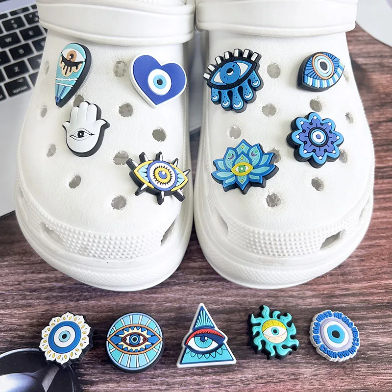 New Arrival Evil Eyes Shoe Charms for Crocs Accessories Charms Decoration Shoe Pin Bracelet Wristband Kids Adult Party Gifts