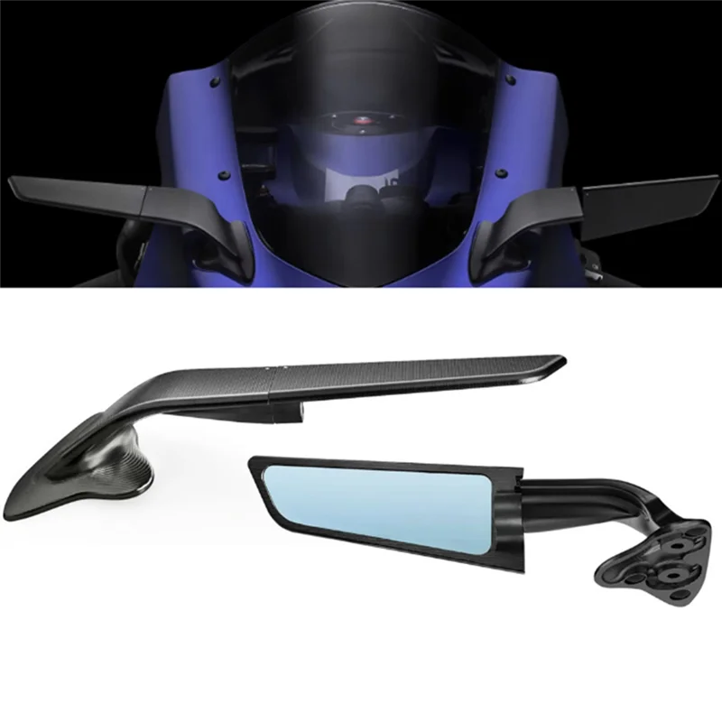 

A05U-Motorcycle Rearview Mirrors Wind Wing Rear View Mirrors Adjustable Rotating Side Mirrors For Yamaha YZF R1 2015-2022