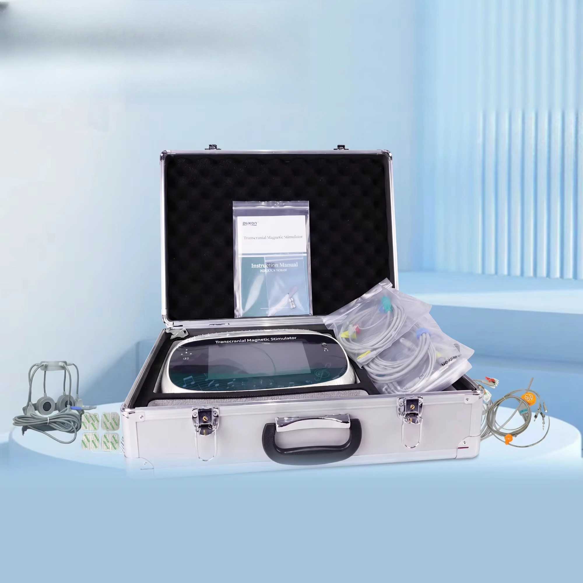Professional home rTMS treatment system with electroencephalogram neurofeedback and limb bioelectric rehabilitation