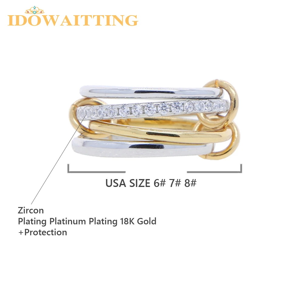 Mix Color Multi Pieces Stacking Engagement Band Link Rings for Women Plain Micro Paved 5A CZ Stack Full Finger Jewelry