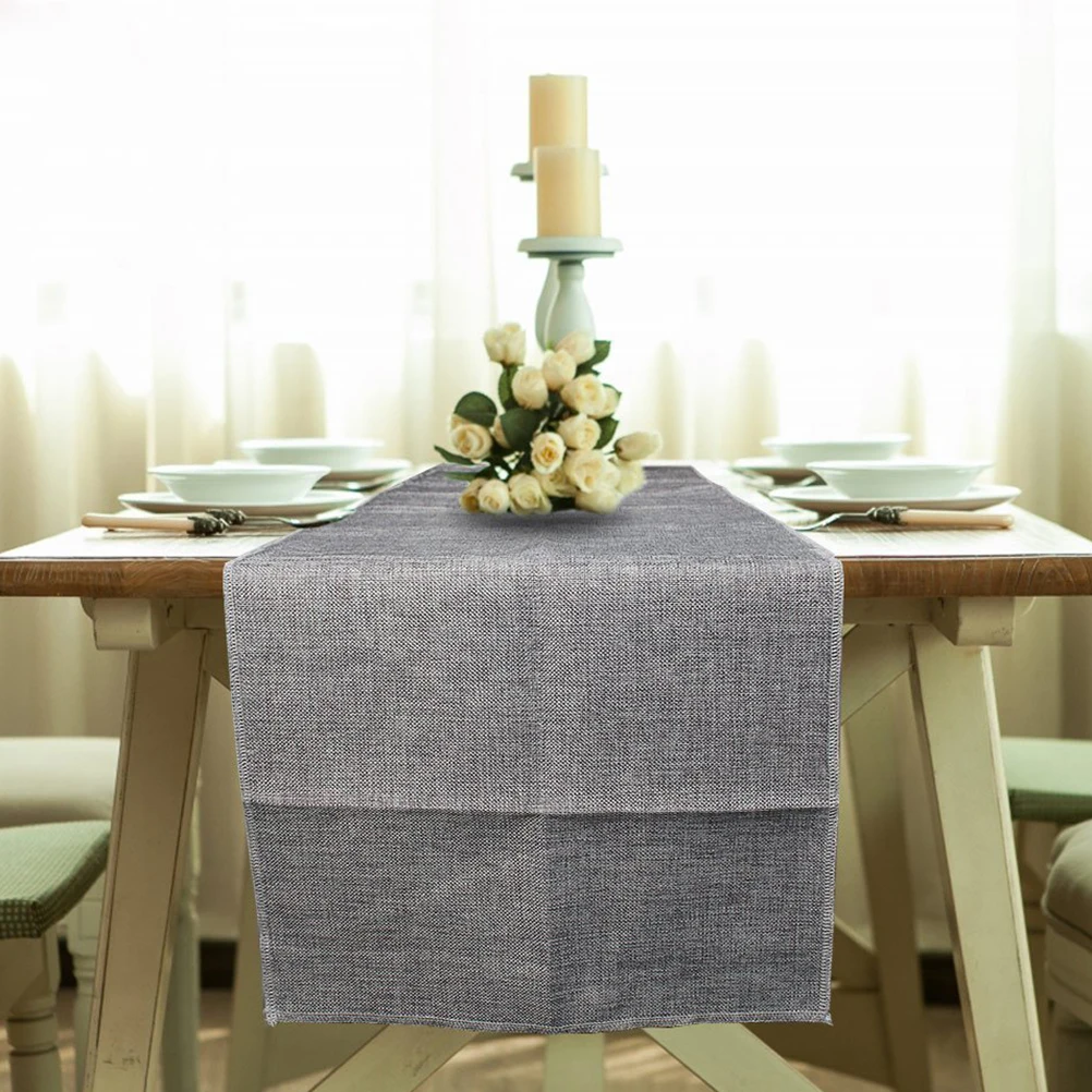 

Irritated Linen Gray Table Runner Rustic Wedding Tablecloth Party Decoration Burlap 30x275cm Imitated Linen Table Runner