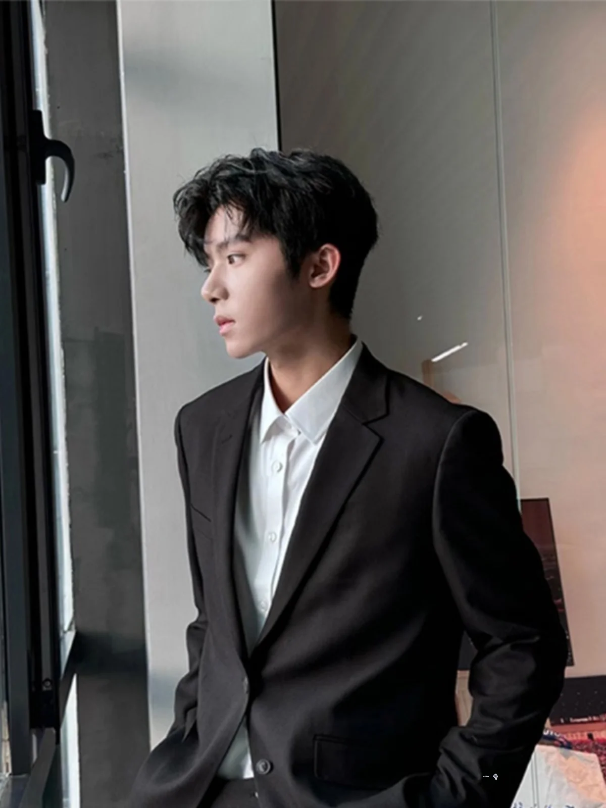 

Мужской осенний пиджак Naples Bla Suit: модный, высококачественный, в корейском стиле, элегантный, повседневный, с длинным рукавом