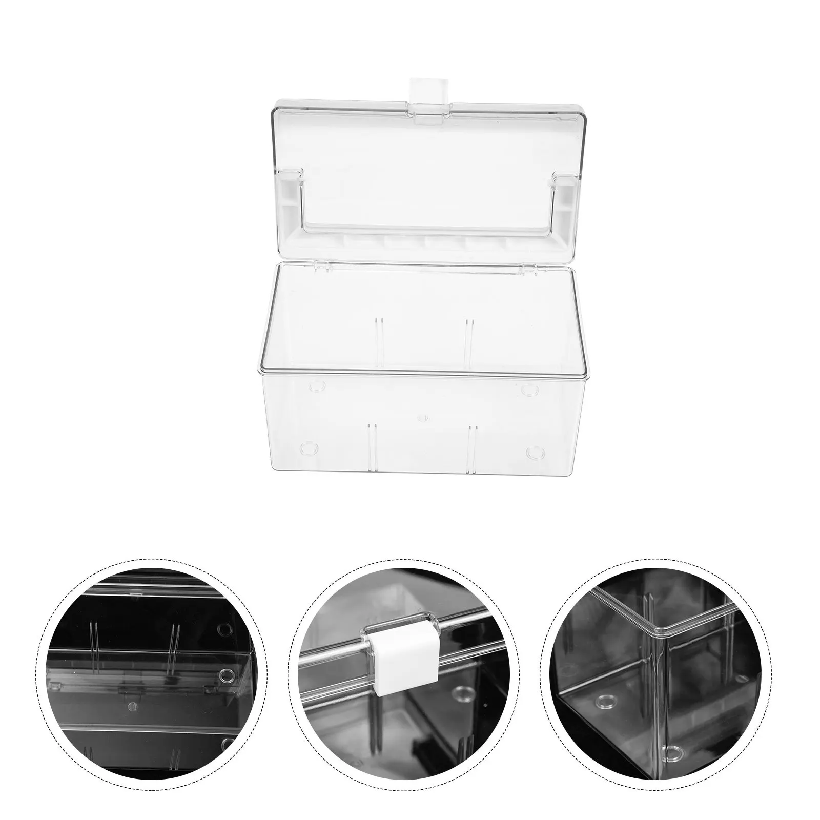 صندوق دواء بلاستيكي بمقبض صندوق إسعافات أولية شفاف محمول لتخزين الأدوية حقيبة سفر خارجية منظم متنوع #6