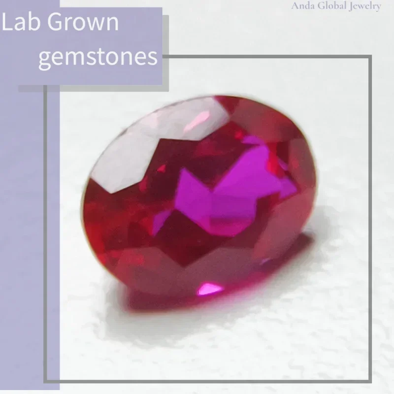 

L-Lab Grown Sapphire Oval Shape Rose Red Color Top Quality Charm Beads for Diy Jewelry Making Selectable Certificate