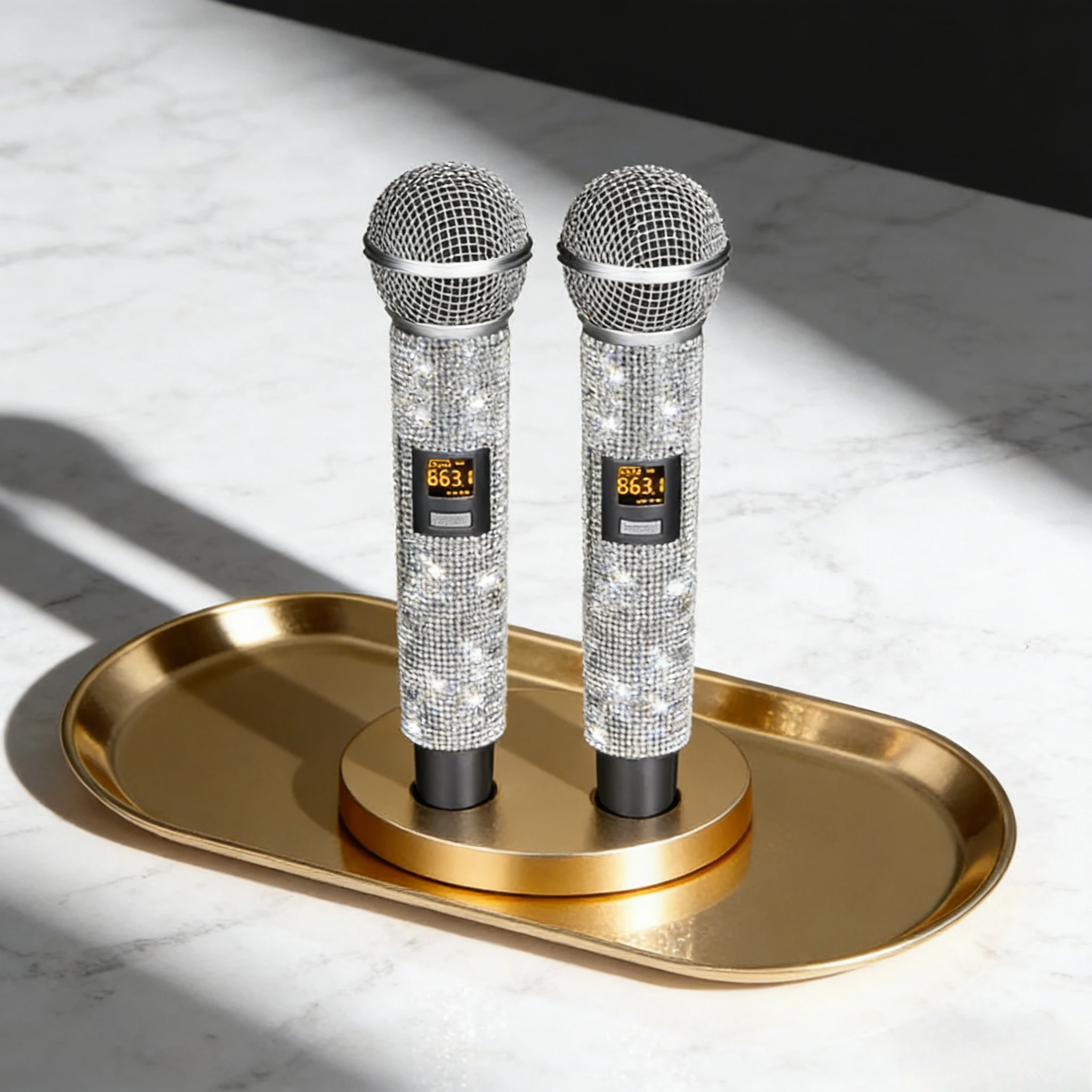 

Professional Plug and Play Diamond Wireless Microphone Type-C Charging Anti Howling Mic for Home KTV Outdoor Karaoke Durable