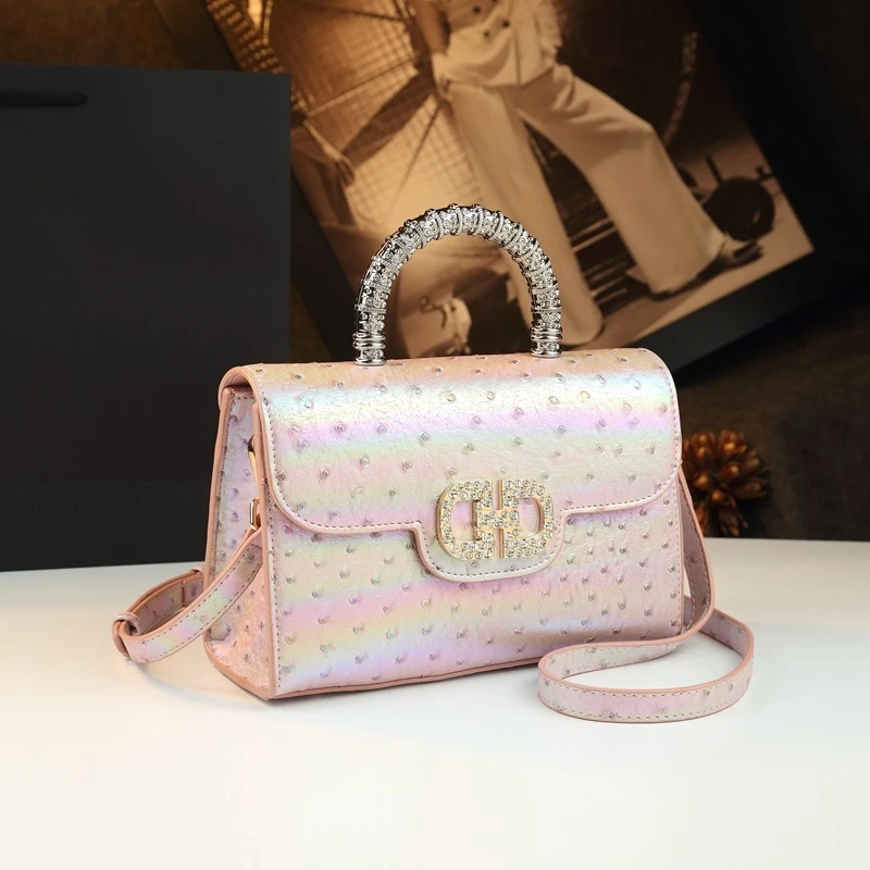 2026 Niche high-end luxury diamond-embellished genuine leather handbag, new fashion shoulder and crossbody bag