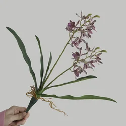 2 Branch Milan Flower With Leaves Artificial Orchid Phalaenopsis Green Plants Home Decoration Wedding Floral Arrangement Props