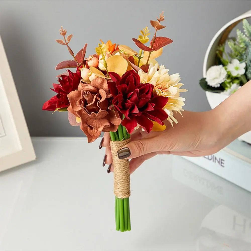 

Unique Creative Bridal Wedding Bouquet Rustic Handheld Bridesmaid Flower Long Lasting Realistic Wedding Hold Flower Home Decor