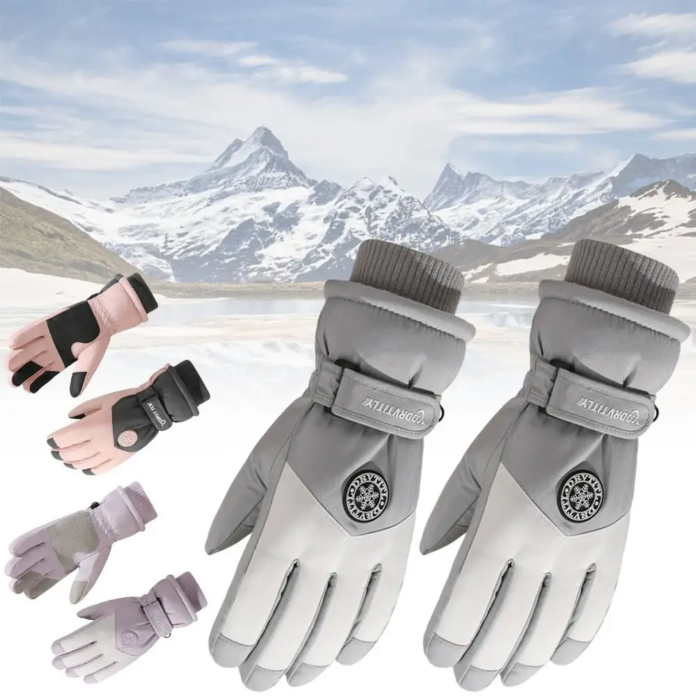 

Модные ветрозащитные женские плюшевые перчатки, водонепроницаемые лыжные перчатки для сноуборда с полным пальцем, утолщенные термоперчатки из искусственного флиса, зимние теплые