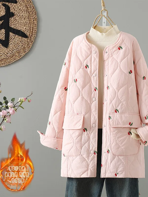 

Authentic Winter Cotton Jaet ort Sli Warm Women's Outerwear Commute Sle Filled with Cotton Thiened Long Sve
