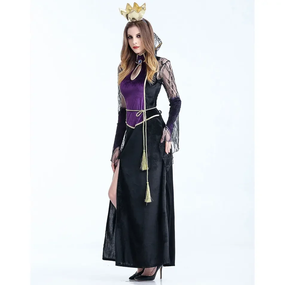 Festa di carnevale Halloween Noble Gothic vusciress Sexy Evil Queen costumi Cosplay per donne adulte Fancy Long Dress