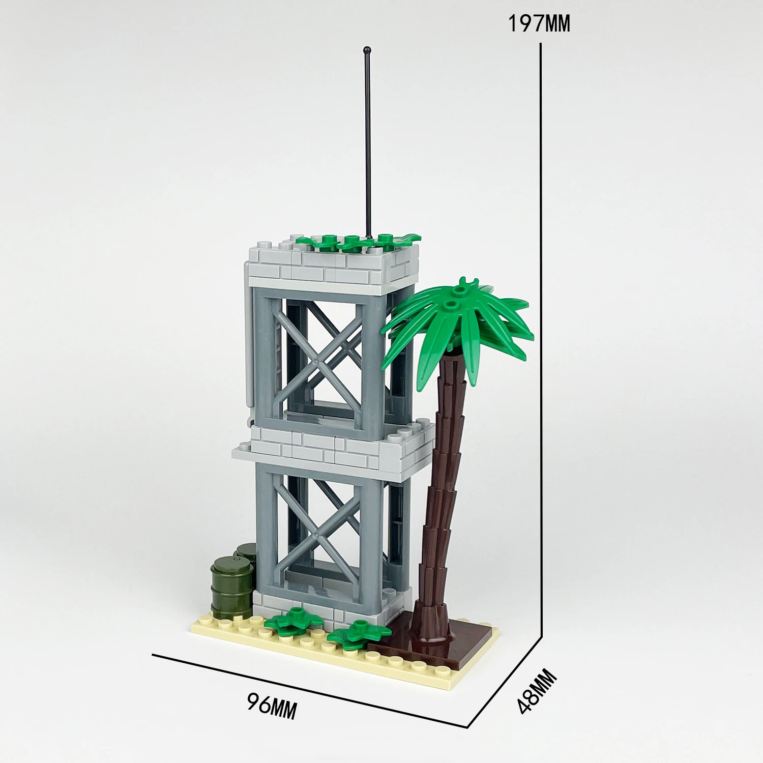 WW2 Militärbasis Wachturm Bausatz Armee Soldat Bausteine Schlachtfeld Modell Spielzeug für Kinder DIY Montage – Detail 9