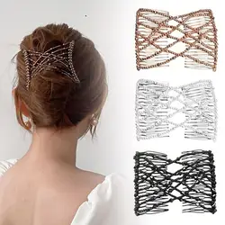 DIY Beaded Hair Combs Women Magic Hair Comb Crab Elastic Hair Claw Clip Easy Lazy Updo Hair Accessories Bun Ponytail Holder Comb