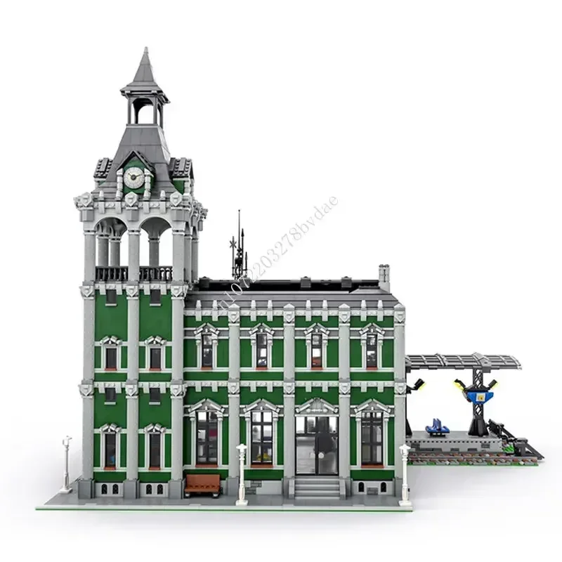 12597 pçs moc modular estação ferroviária europeia vista de rua blocos de construção modelo tijolos técnicos diy montagem crianças brinquedos presentes