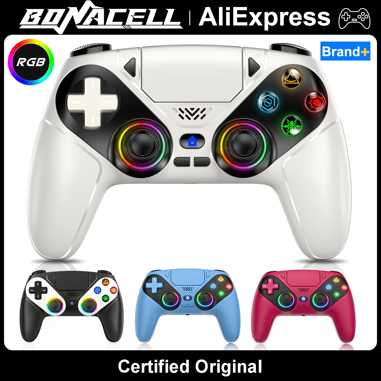 Controller for PS5/Playstion 5 Pro/Slim/PC Wireless Gamepad Hall Effect Trigger RGB Turbo Vibration Programmable Button Joystick