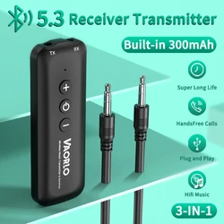 3 IN 1 Bluetooth 5.3 Audio Receiver Transmitter 3.5mm AUX USB Stereo Music Wireless Adapter With Mic For TV PC Headphone Car Kit