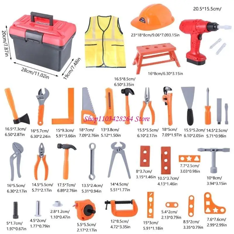 어린이 수리 도구 키트 장난감 척 플레이 도구 상자 손과 눈 조정 플레이 세트