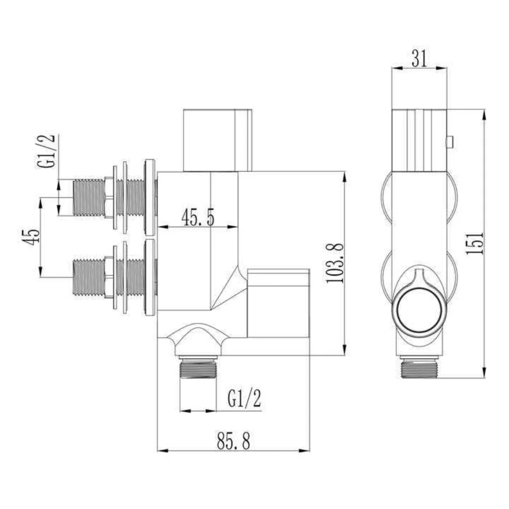Round 12 Inch Outlet Thermostatic Shower Faucet Valve with Automatic Temperature Control for Comfortable Shower Experience