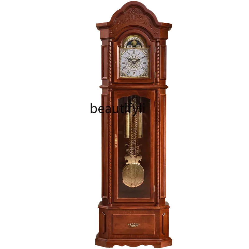 B178 The Grandfather Clock Living Room Home Retro European Style Villa Vertical Clock and Mechanical Pendulum Clock