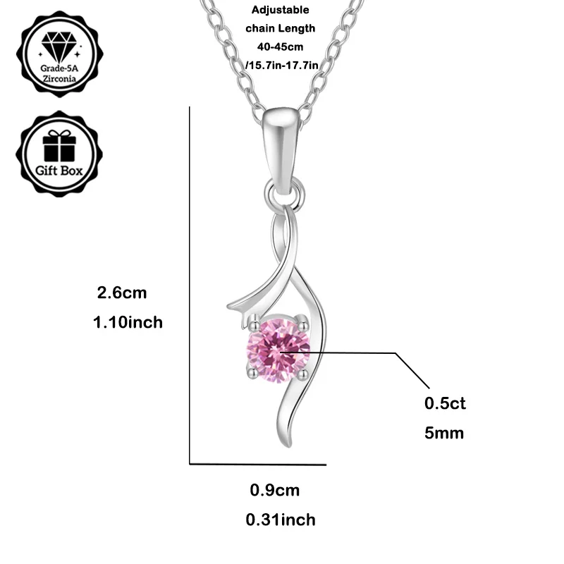 

LAMVOICE jewelry for women/ hypoallergenic necklace Christmas gift for women 0.5 carat zirconia necklace high quality jewelry