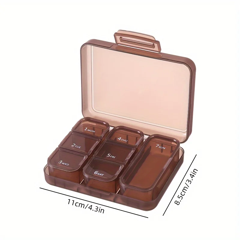 1pc Portable 7-compartment sealed medicine box, take medicine box 7 days a week, store drugs in different zones