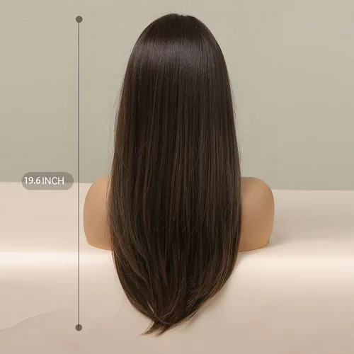 Imagen 2 del producto EASIHAIR-pelucas con flequillo largo y liso para mujer, pelo sintético Natural ombré marrón oscuro, fibra resistente al calor para fiesta de Cosplay diaria