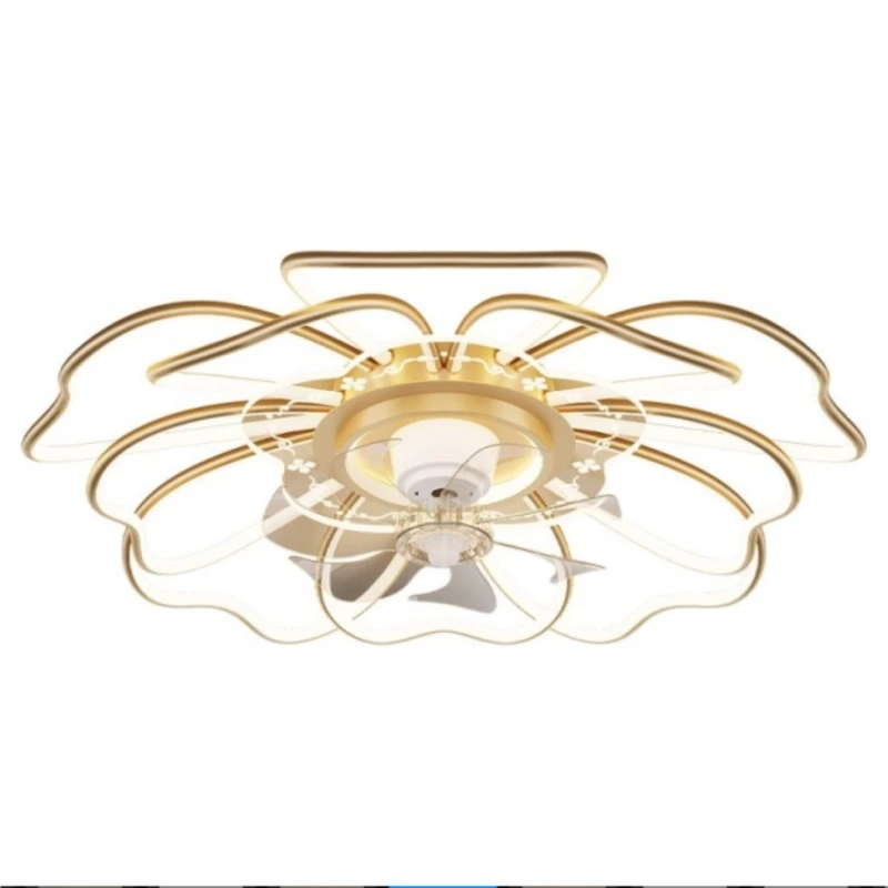 Plafonnier LED au Design Moderne et Simple, en Or Rose, Ventilateur de Plafond, Luminaire Décoratif de Plafond, Idéal pour un Salon, Nouveau Style Chinois, 2023