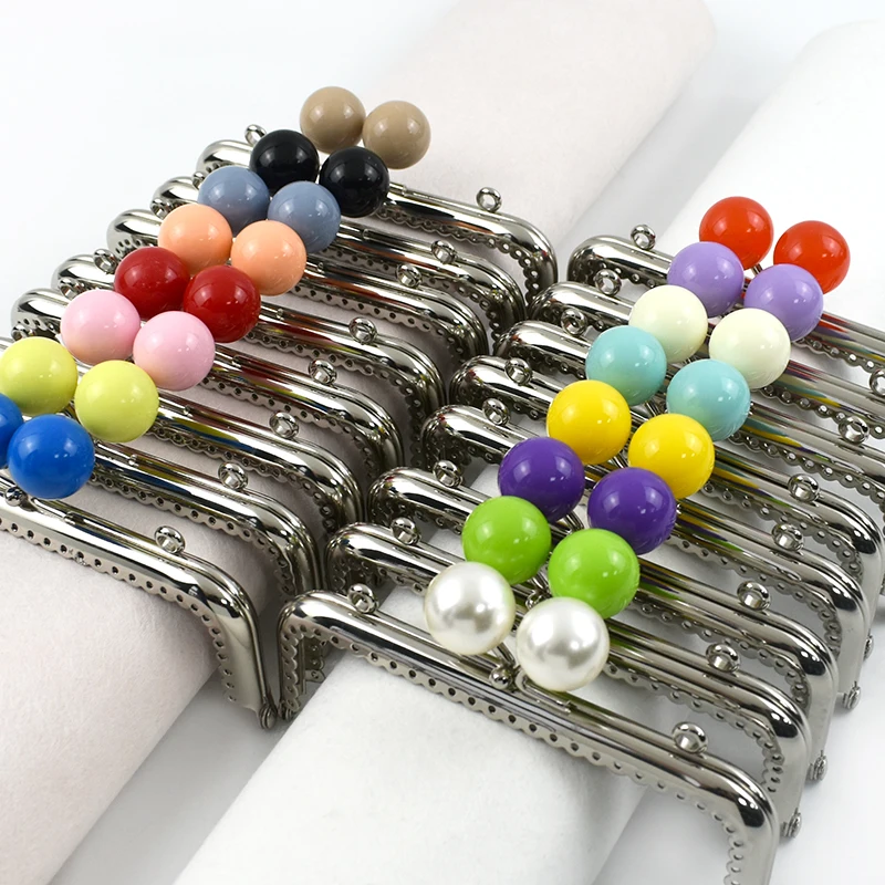 

1/2Pc 12.5cm Metal Bag Handle for Women Purse Frame Kiss Clasp Colored Bead Handbag Handles Sewing Brackets DIY Bags Accessories