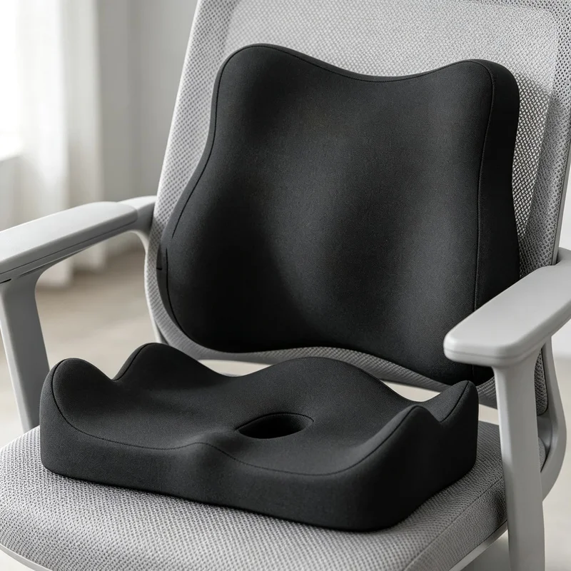 Ergonomic Memory Foam Seat Cushion Tailbone Sciatica Back Pain Relief Non‑Slip Orthopedic Pad for Office Chair, Car and Home Use
