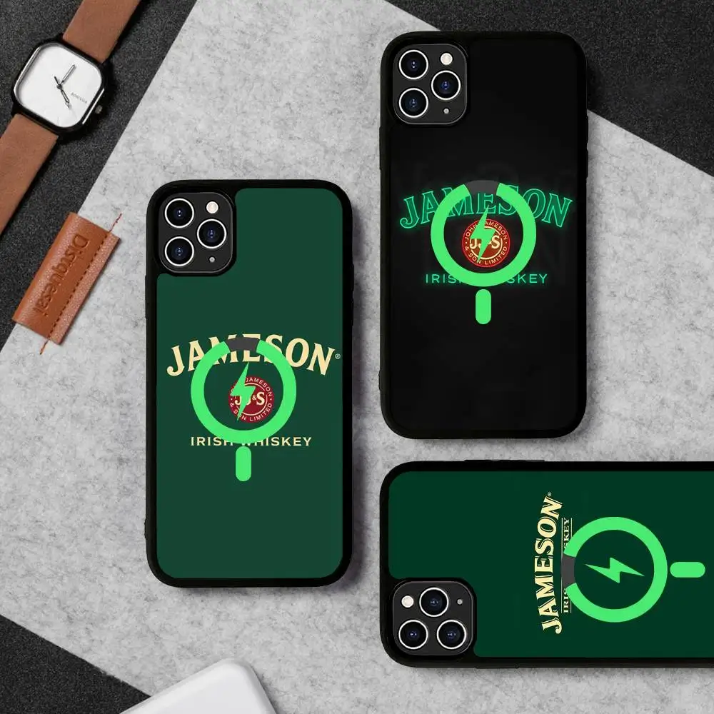 Funda Magnética Inalámbrica con Logotipo de Jameson para Magesafe, Compatible con iPhone 17 Pro Max, Air 13, 12 Mini, 16, 15, 14, 11