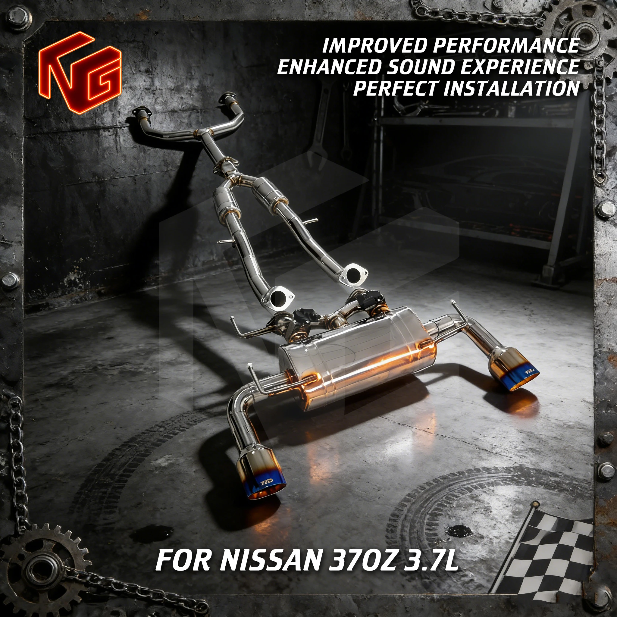 

for Nissan 370Z 3.7L Muffler Without Valve ING Stainless Steel Exhaust System Performance Catback