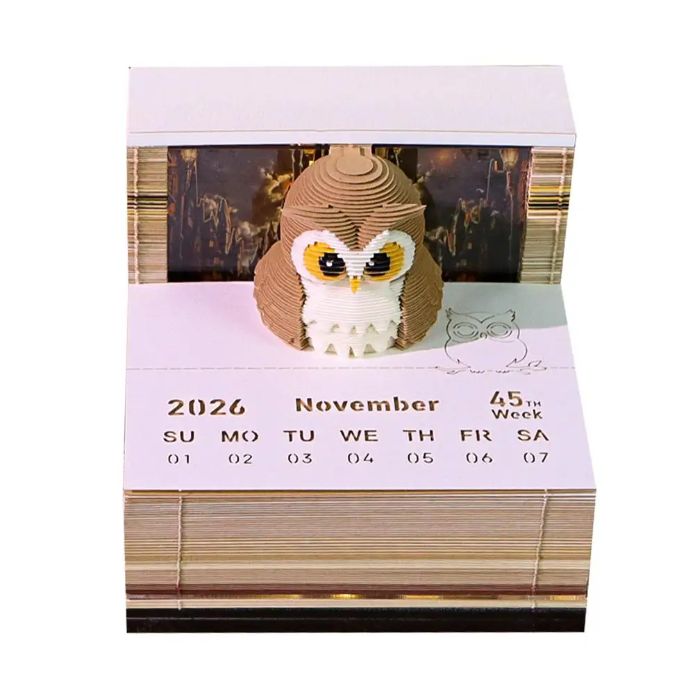 دفتر ملاحظات لاصق بزخارف تقويم النسر مع تقويم منحوت ورقي إبداعي قابل للتمزيق ومضيء على شكل وردة